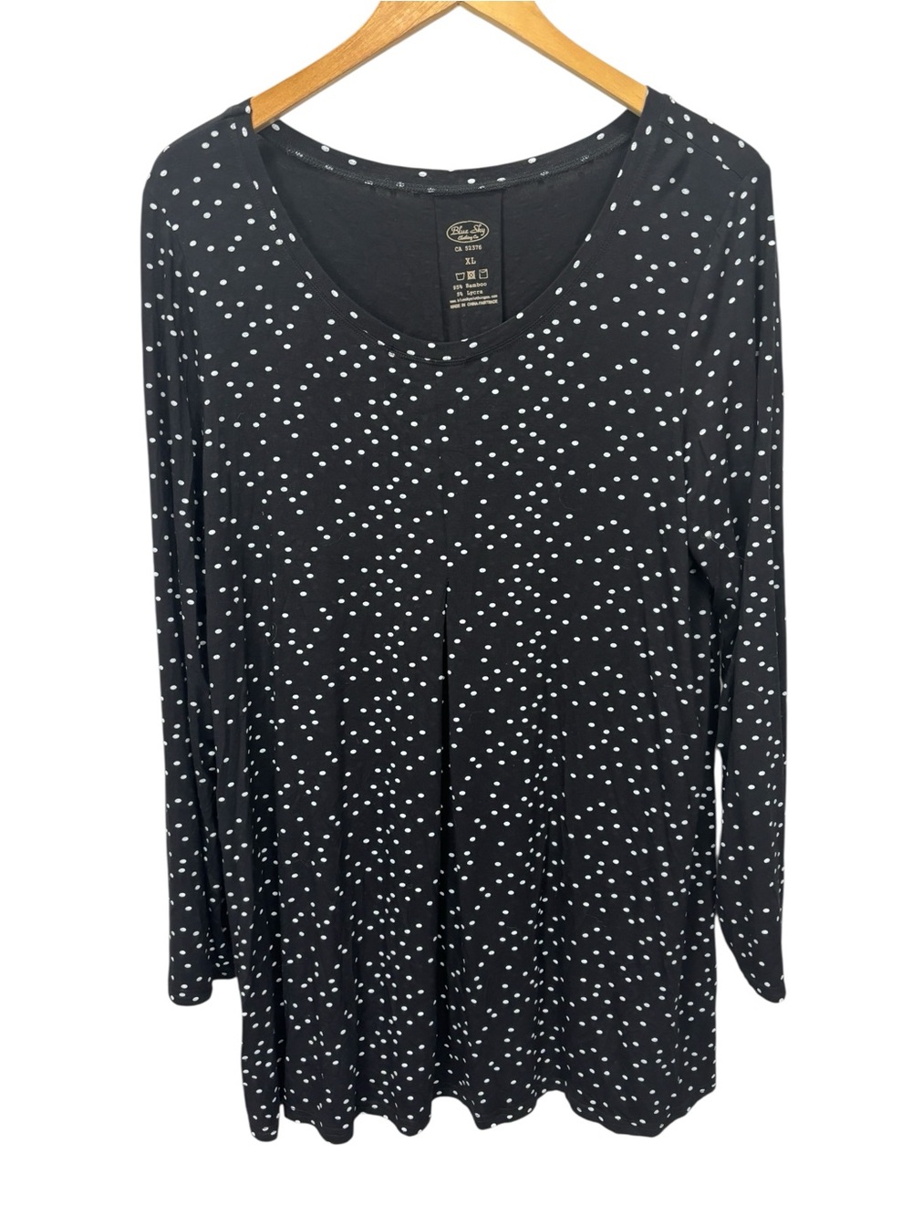 Blue Sky Clothing Co. Womens Bamboo Dot Print Long Sleeve Tunic Top Size XL